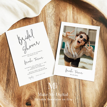 Modern Calligraphy Bridal Shower Invitation