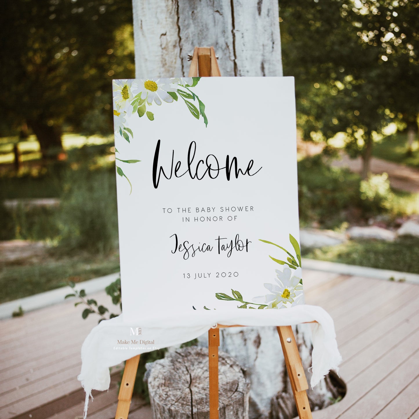 Delicate Daisy Baby Shower Welcome Sign