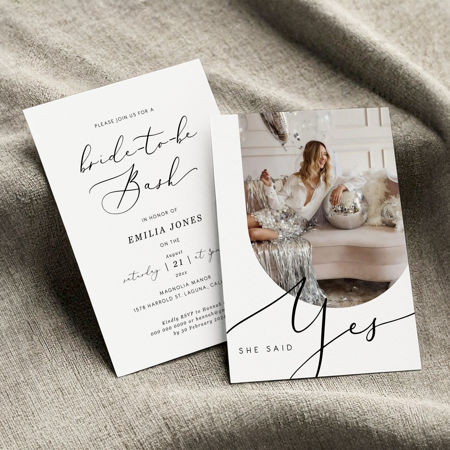 Elegant Calligraphy 'She Said Yes' Bridal Shower Invitation