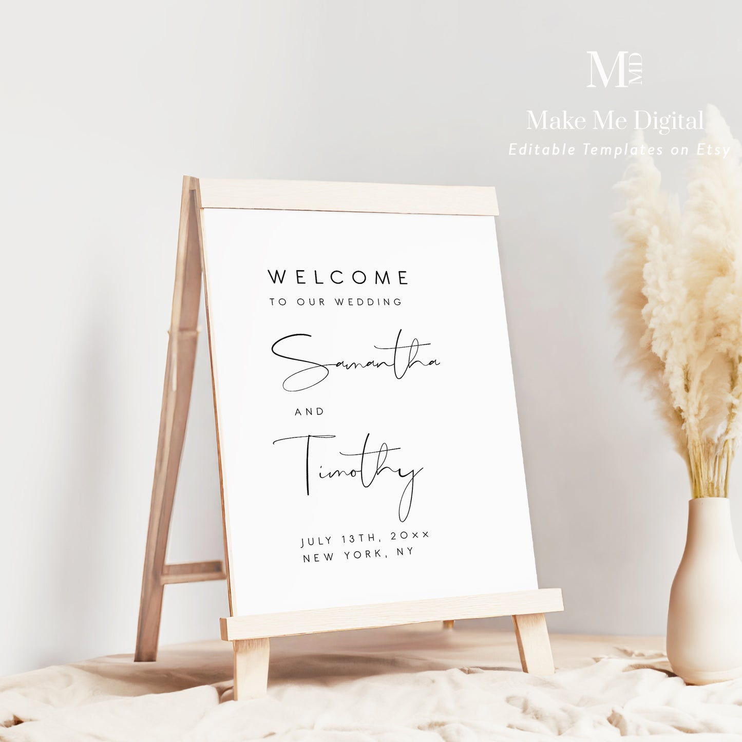 Elegant Boho Wedding Welcome Sign