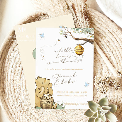 Winnie-the-Pooh Bear Baby Shower Invitation template