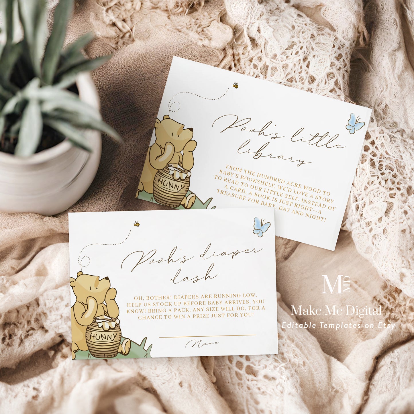 Winnie-the-Pooh Bear Baby Shower Invitation Suite template