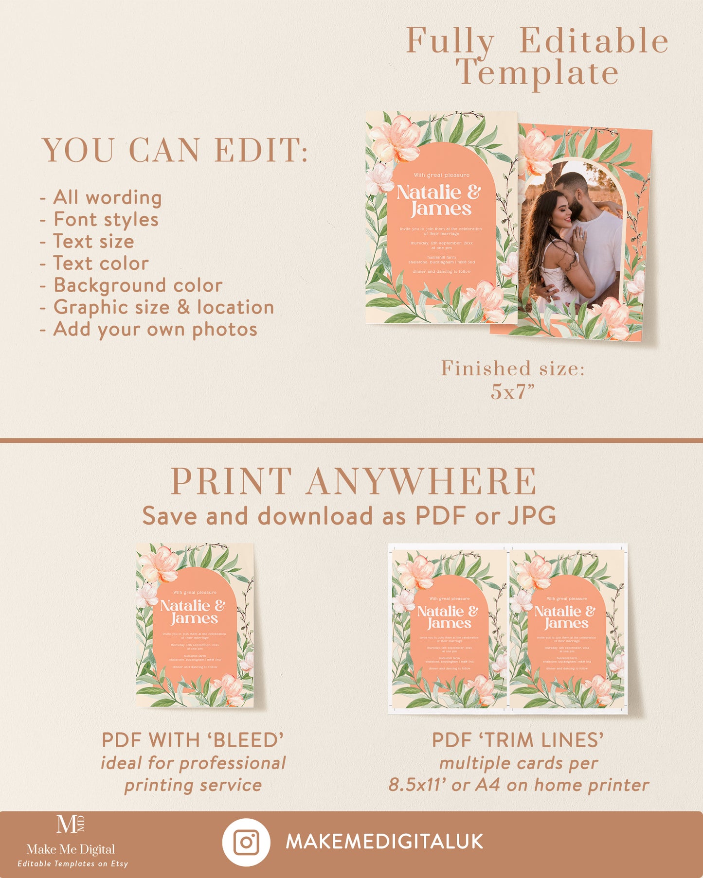 Peach Blossom Wedding Invitation Bundle