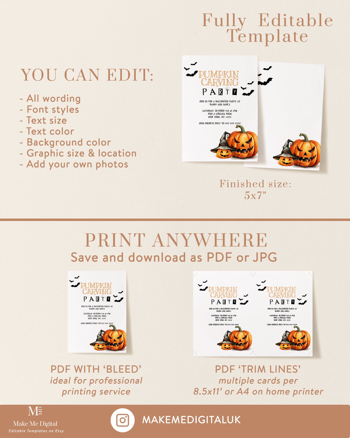 Rustic Pumpkin Carving Party Halloween Invitation Template