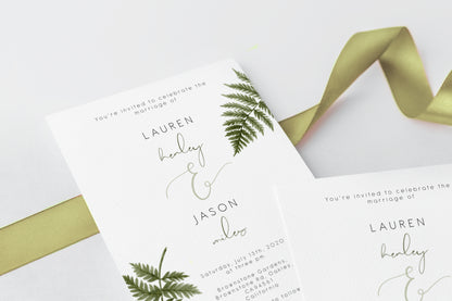 Fern wedding invitation suite & response card