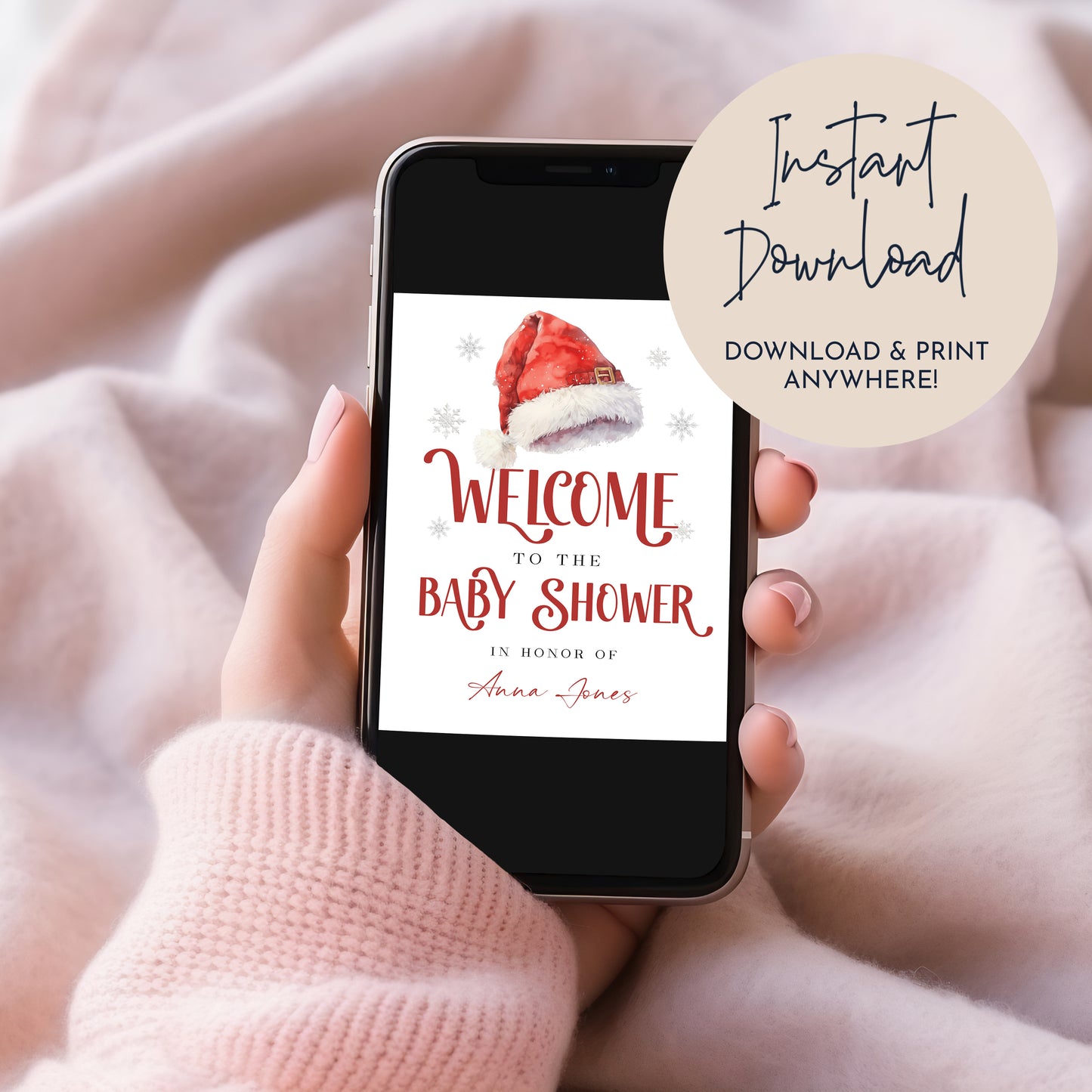 Jolly Santa Baby shower Welcome Sign template