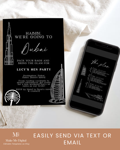 Dubai Hen Party Weekend "I do-bai" invitation template evite