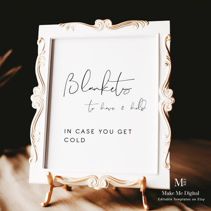 Elegant Blanket To Have & To Hold Wedding Favor Sign