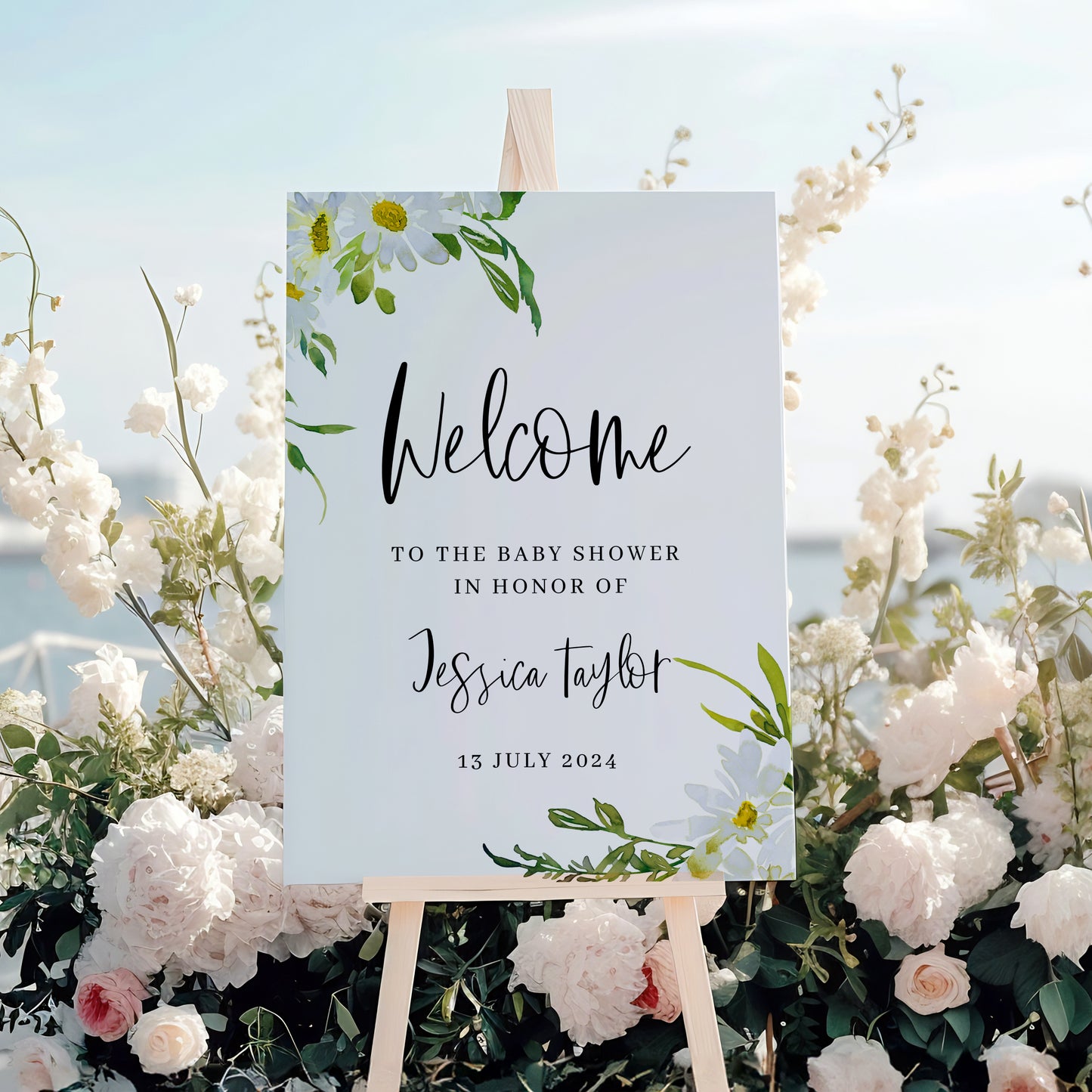 Delicate Daisy Baby Shower Welcome Sign