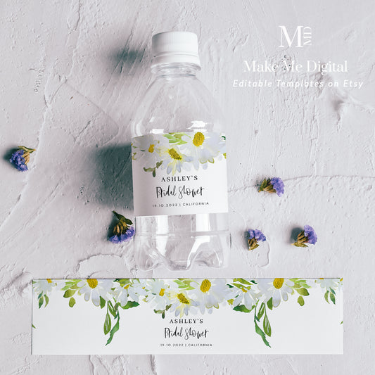 Delicate Daisy Bridal Shower Water Bottle Labels