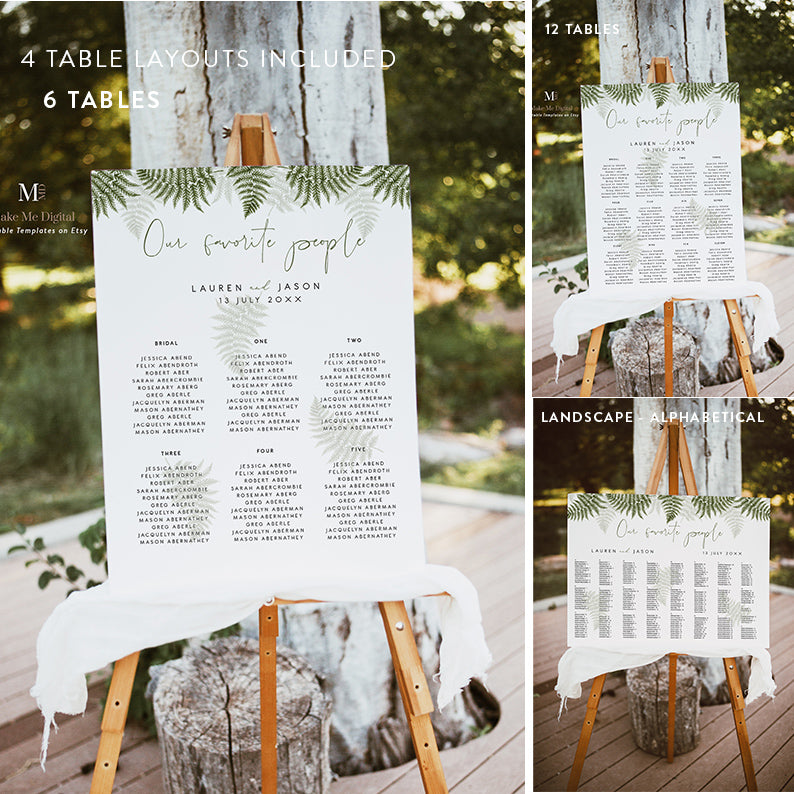 15 item Green Fern Wedding invitation & sign Stationery Bundle