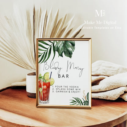 Tropical & Gold Bloody Mary Bar Sign