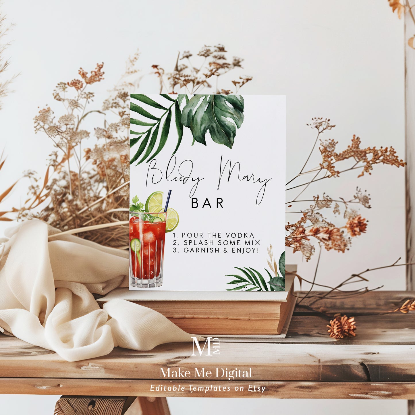 Tropical & Gold Bloody Mary Bar Sign