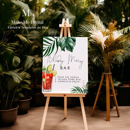 Tropical & Gold Bloody Mary Bar Sign