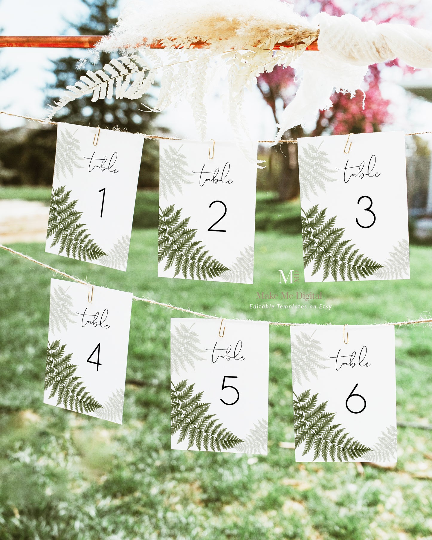 Watercolour Fern Table Number