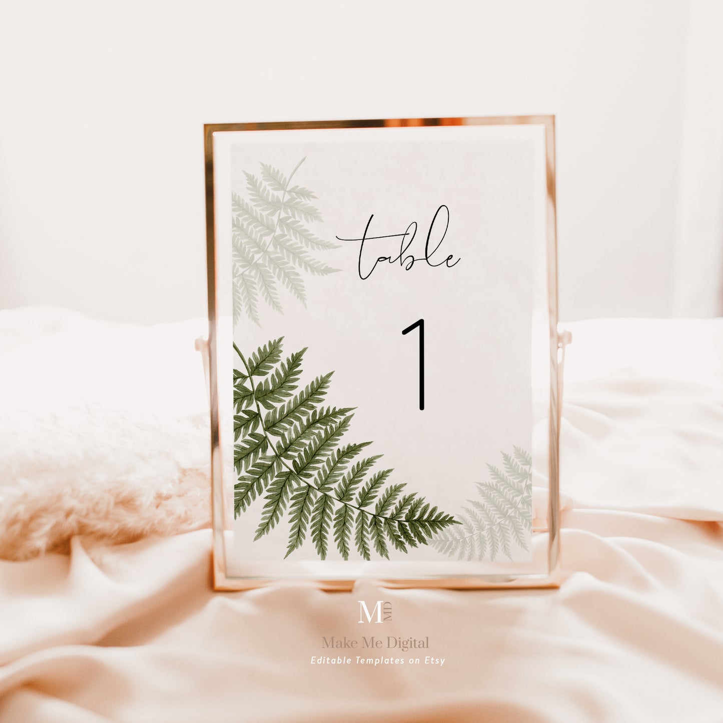 Watercolour Fern Table Number