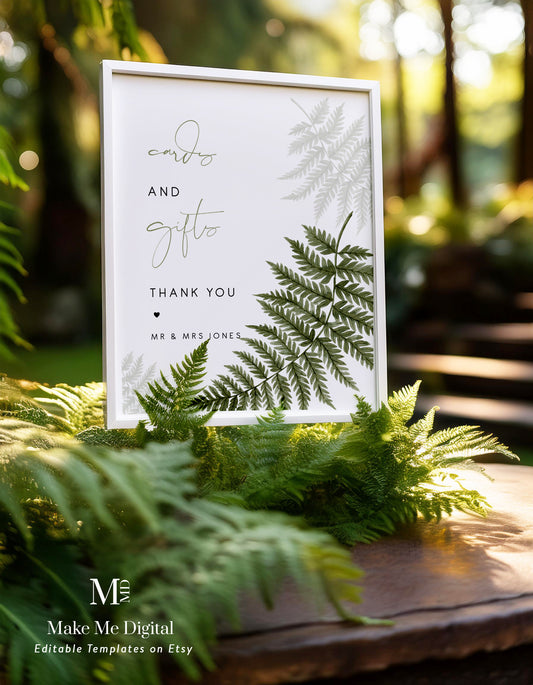 Watercolour Fern Cards and Gifts Sign