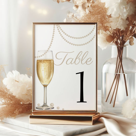 Pearls and Prosecco Bridal Shower Table Numbers