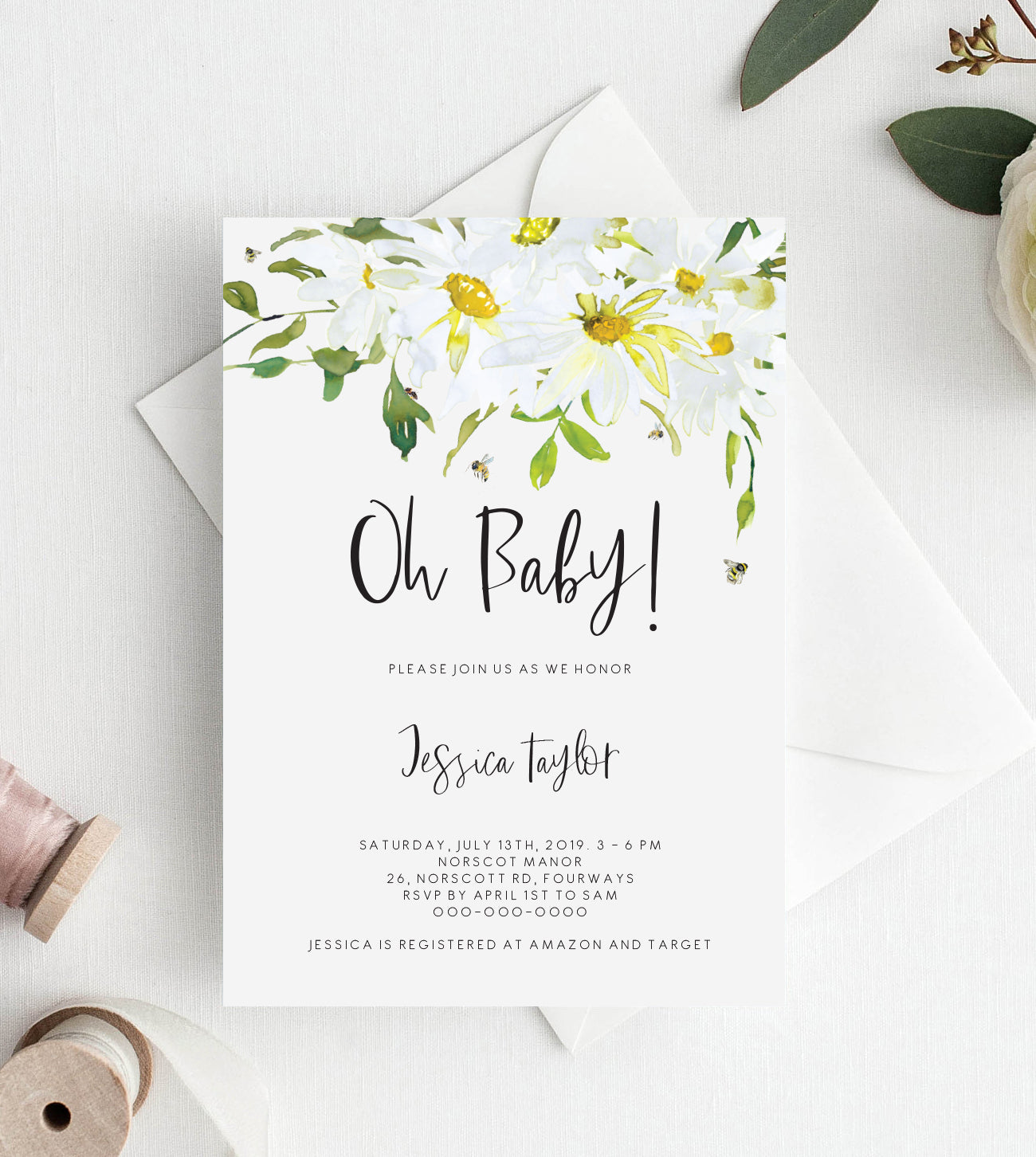 Delicate Daisy Baby Shower Invitation