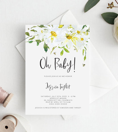 Delicate Daisy Baby Shower Invitation