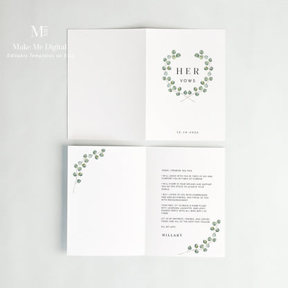 Silver Dollar Eucalyptus Vow Book templates