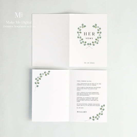 Silver Dollar Eucalyptus Vow Book templates