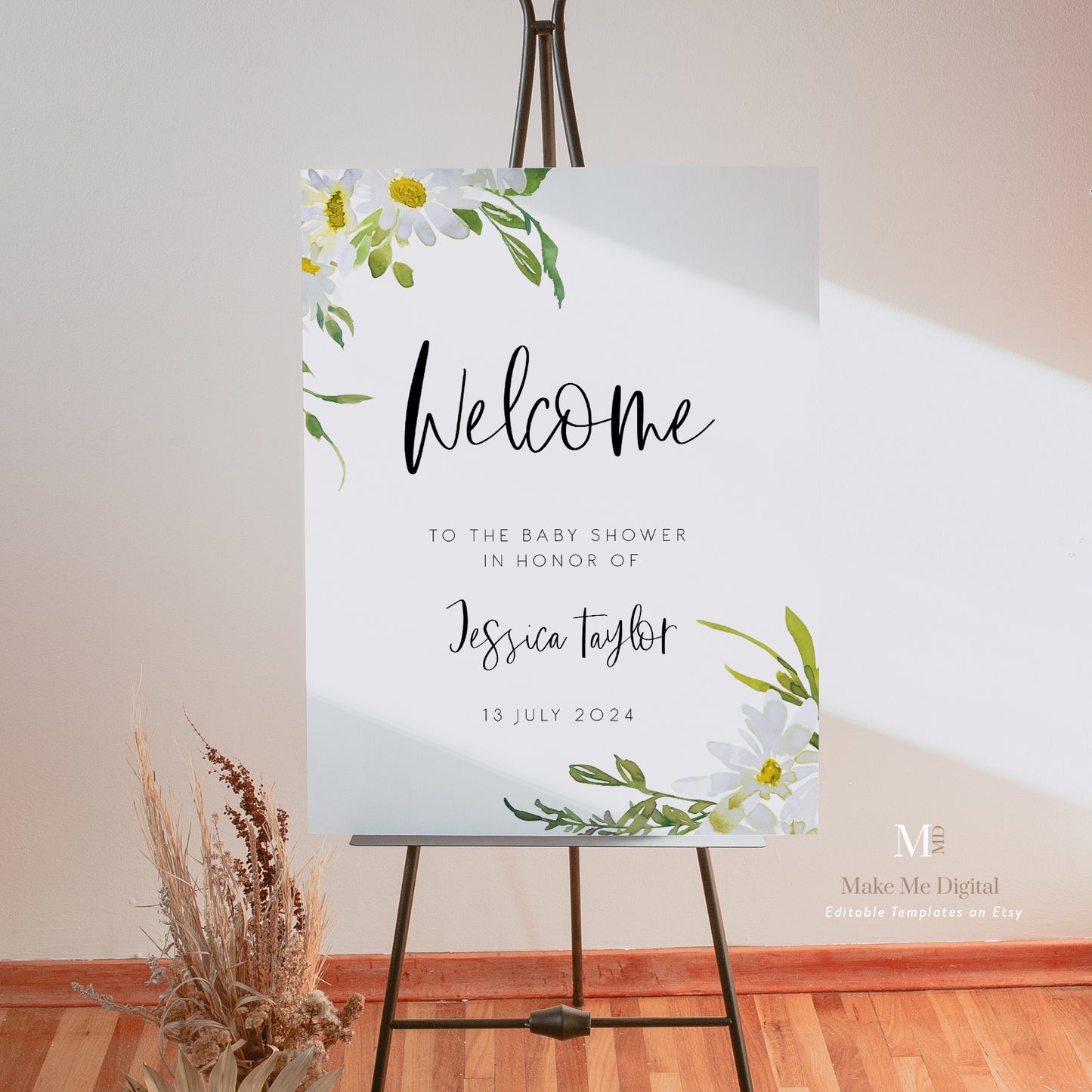 Delicate Daisy Baby Shower Welcome Sign