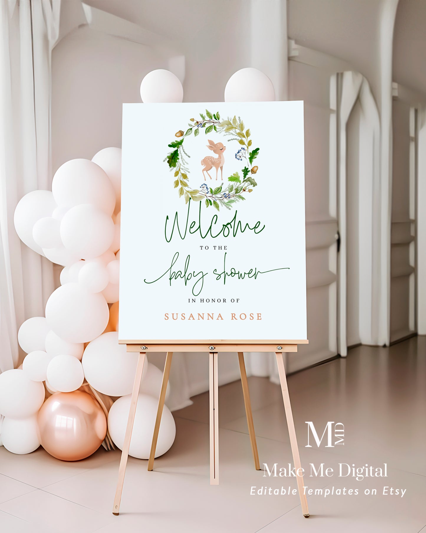 Woodland Deer Baby Shower Welcome Sign