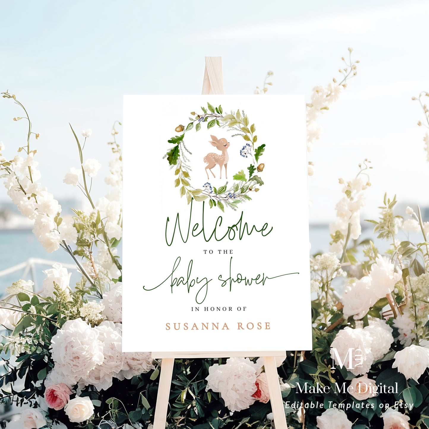 Woodland Deer Baby Shower Welcome Sign