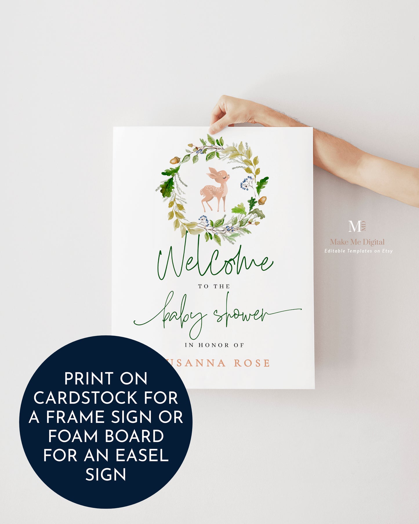 Woodland Deer Baby Shower Welcome Sign