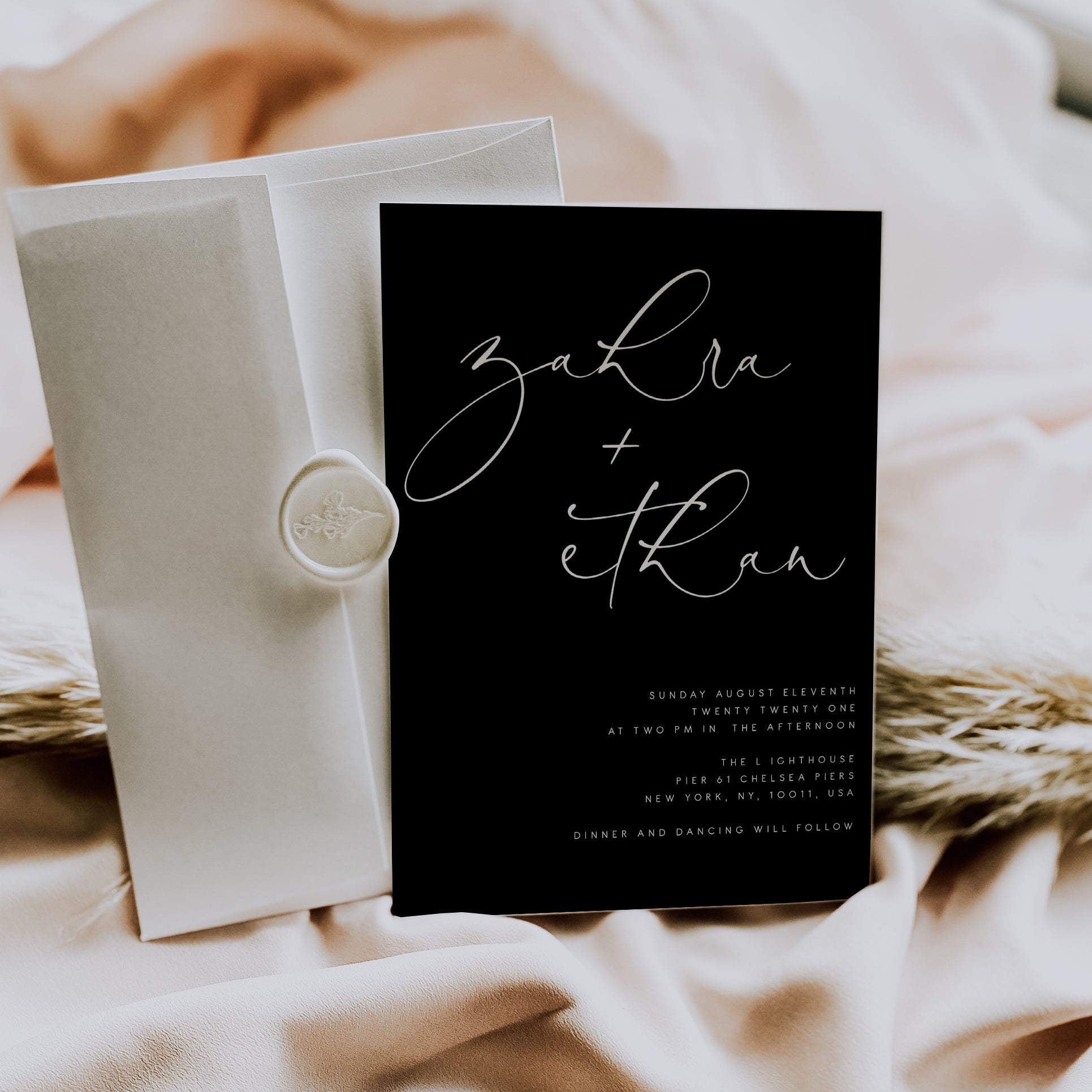 Contemporary Black Wedding Invitation – Make Me Digital: printable ...