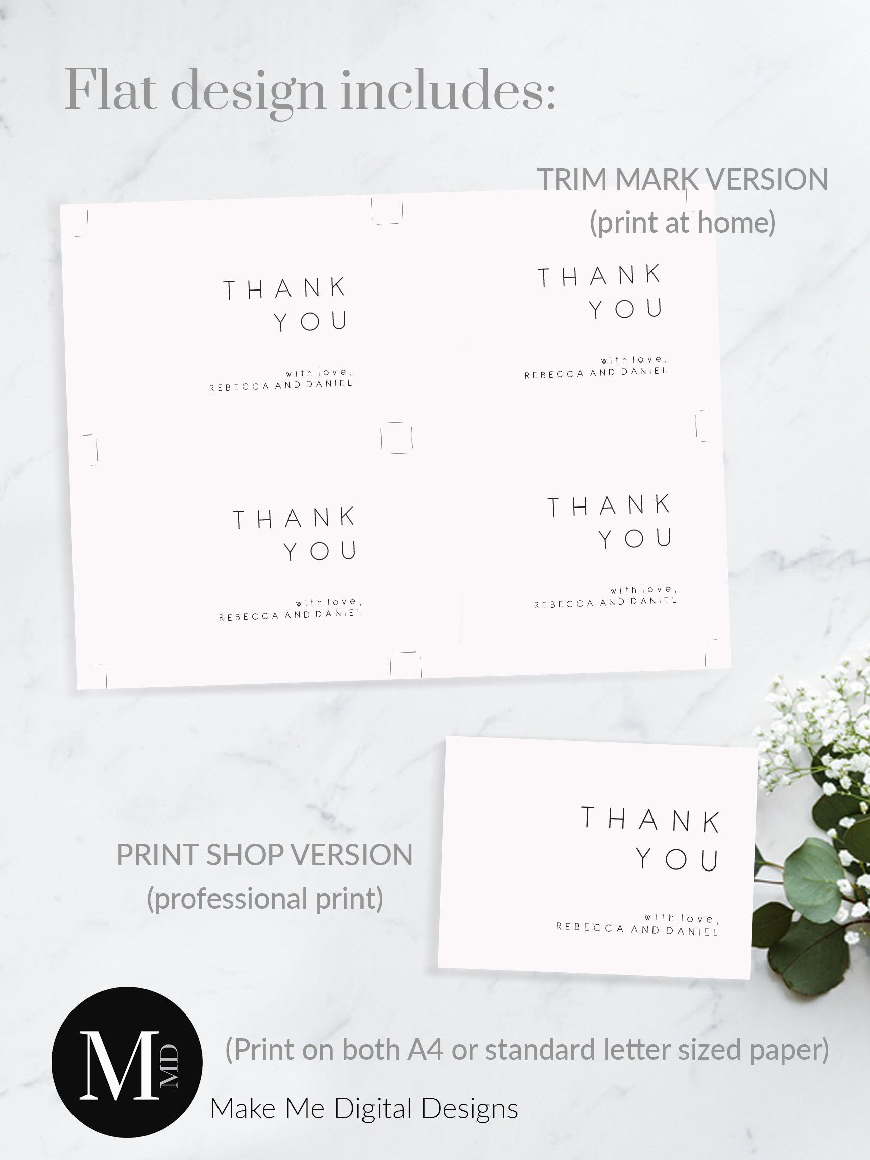 Wedding thank you card Template | Printable Thank you card | Editable Thank you card | Elegant Wedding thank you card 115