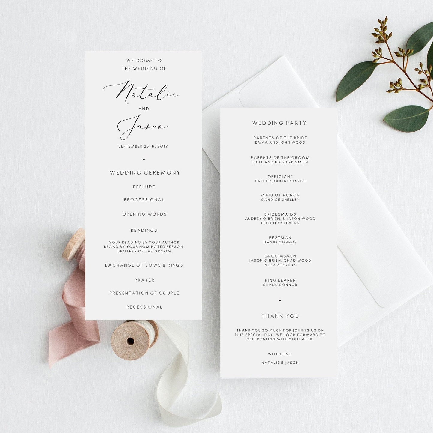 Wedding Ceremony Program Template | Printable Wedding Program | Wedding Ceremony Template card | Instant Download 110