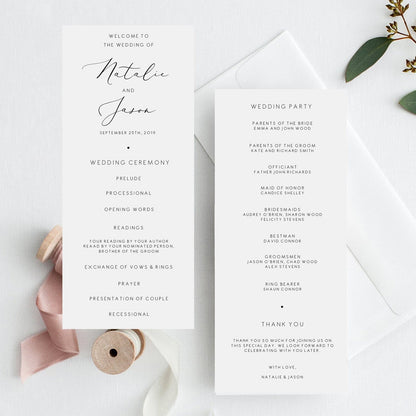 Wedding Ceremony Program Template | Printable Wedding Program | Wedding Ceremony Template card | Instant Download 110