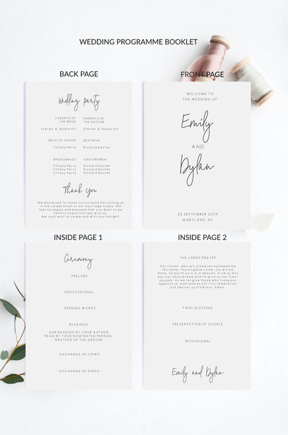 Wedding Ceremony Program Booklet | Printable Wedding Program | Wedding Ceremony Template card | Instant Download 111