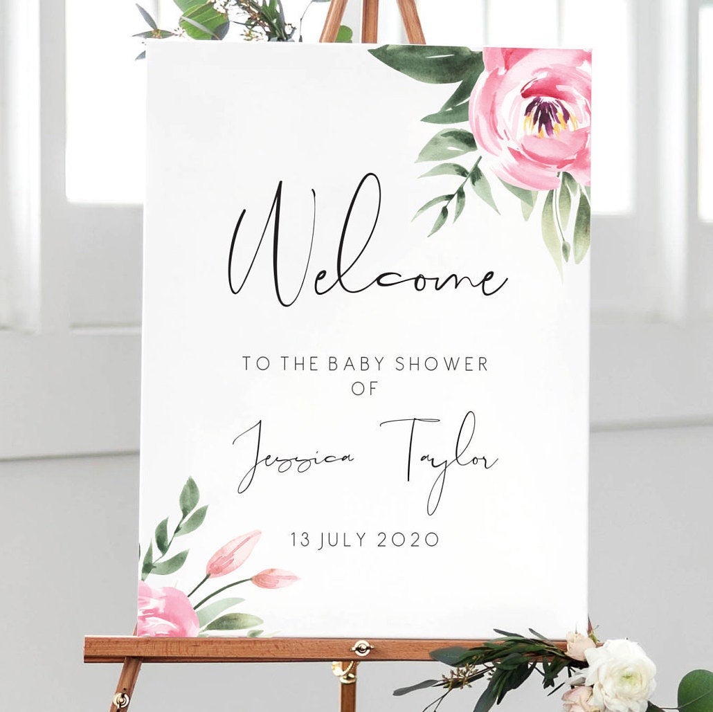 Peony baby shower sales invitations