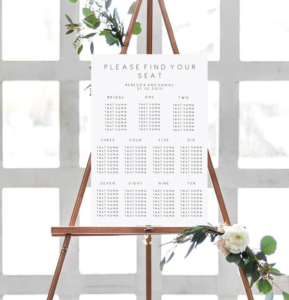 Wedding Seating Chart Wedding Table Plan, Elegant wedding escort cards, printable seating plan, instant download template 115