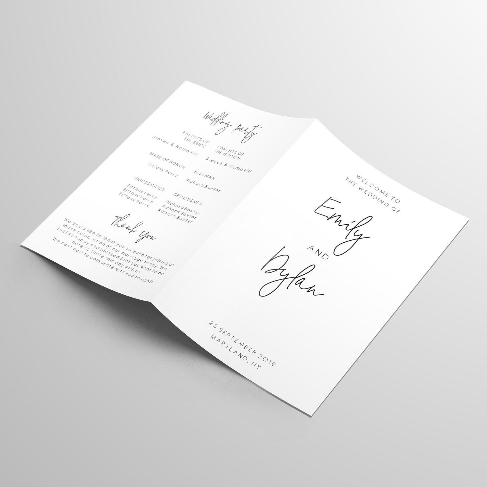 Wedding Ceremony Program Booklet | Printable Wedding Program | Wedding Ceremony Template card | Instant Download 111