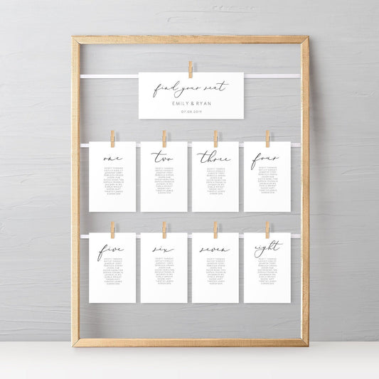 Wedding Seating Chart Wedding Table Plan, Elegant wedding escort cards, printable seating plan, instant download template 110